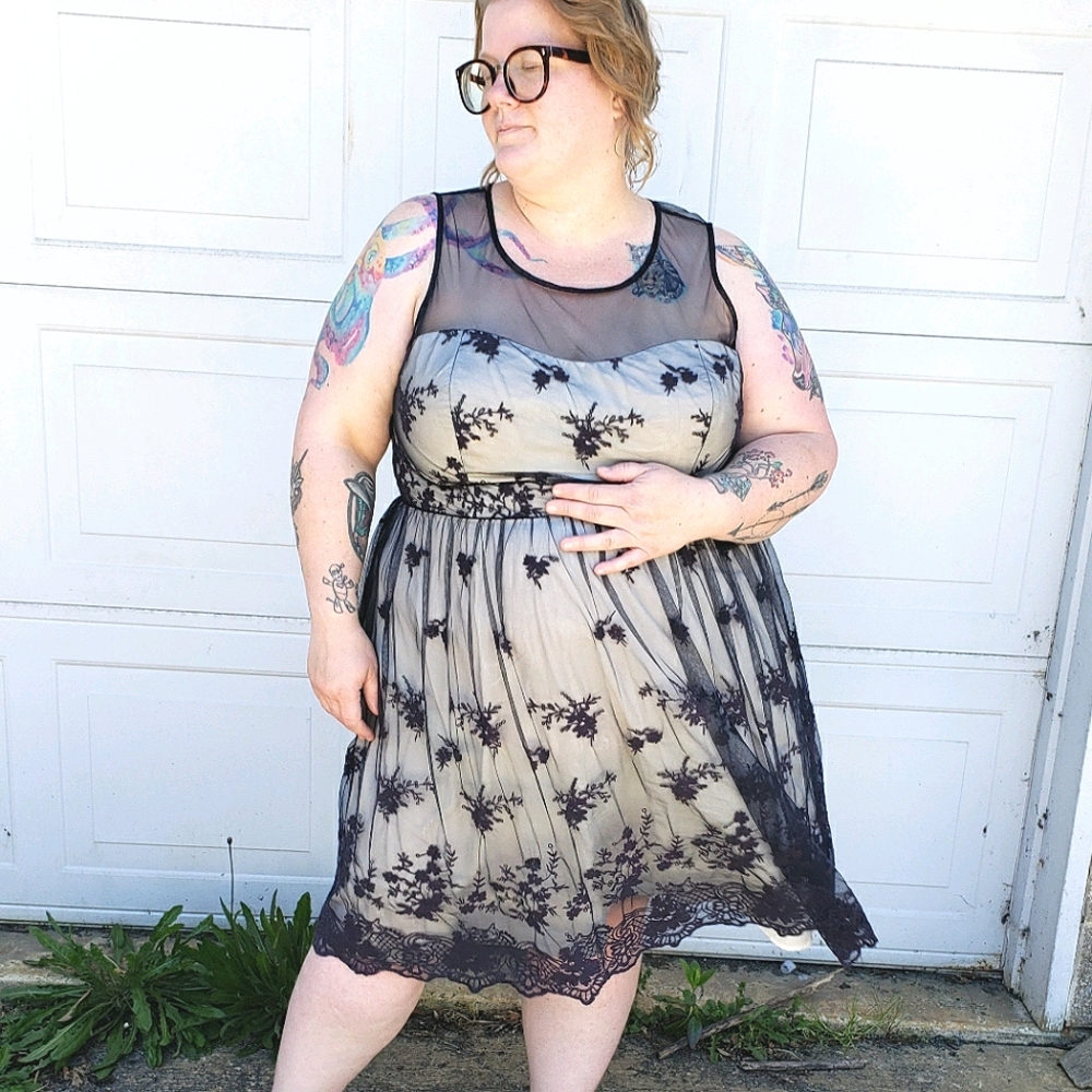 Modcloth Geode Navy lace cocktail dress